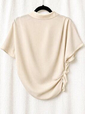 H&M Cream Draped Blouse Minimal Chic Top Size Small